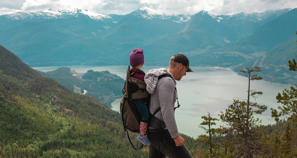travelling with children in a backpack